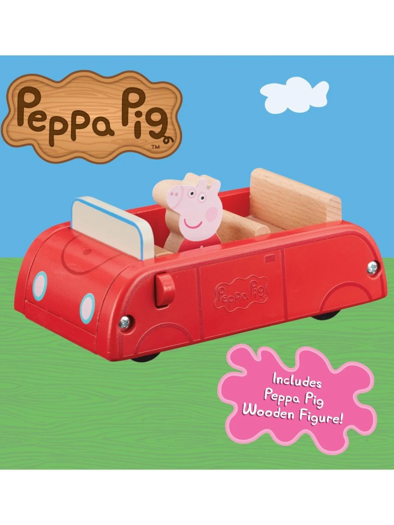 * Peppa Pig Peppas Wood Play Family Car & Figure* Peppa Pig